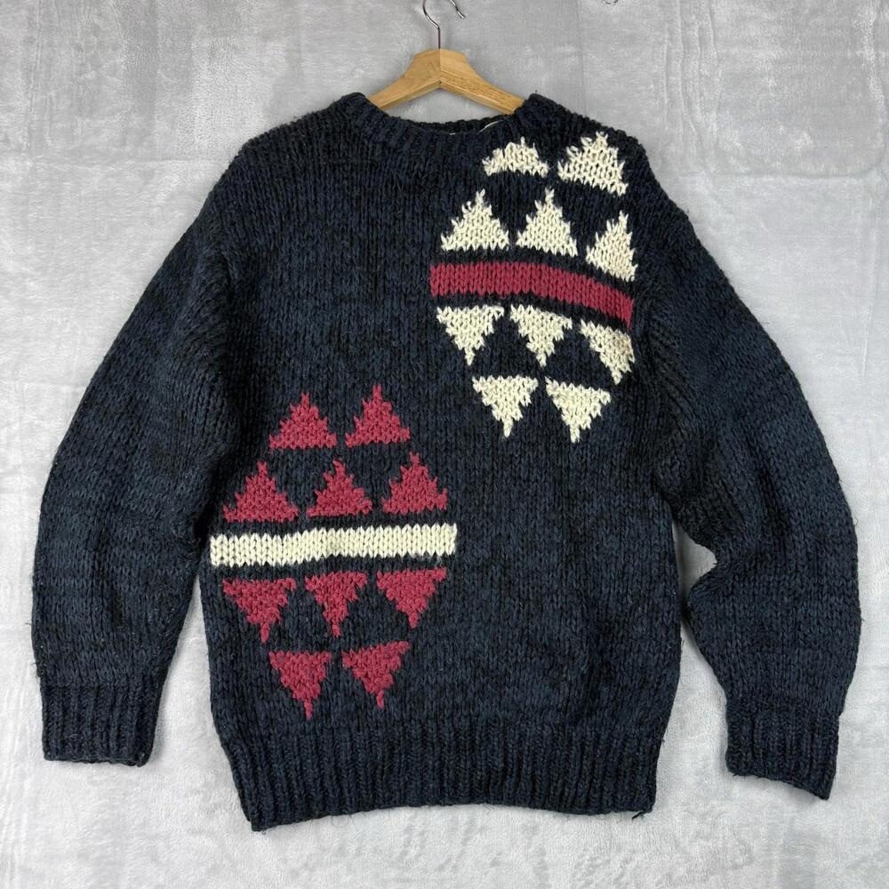 Vintage Pierre Cardin Chunky Knit Sweater Adult Size S Geometric Pattern 1990s